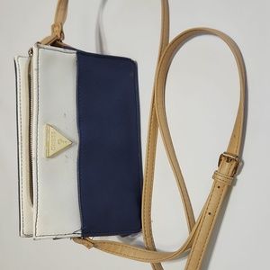Guess, Handbag, clutch, long shoulder strap, cross body, white & navy bl…